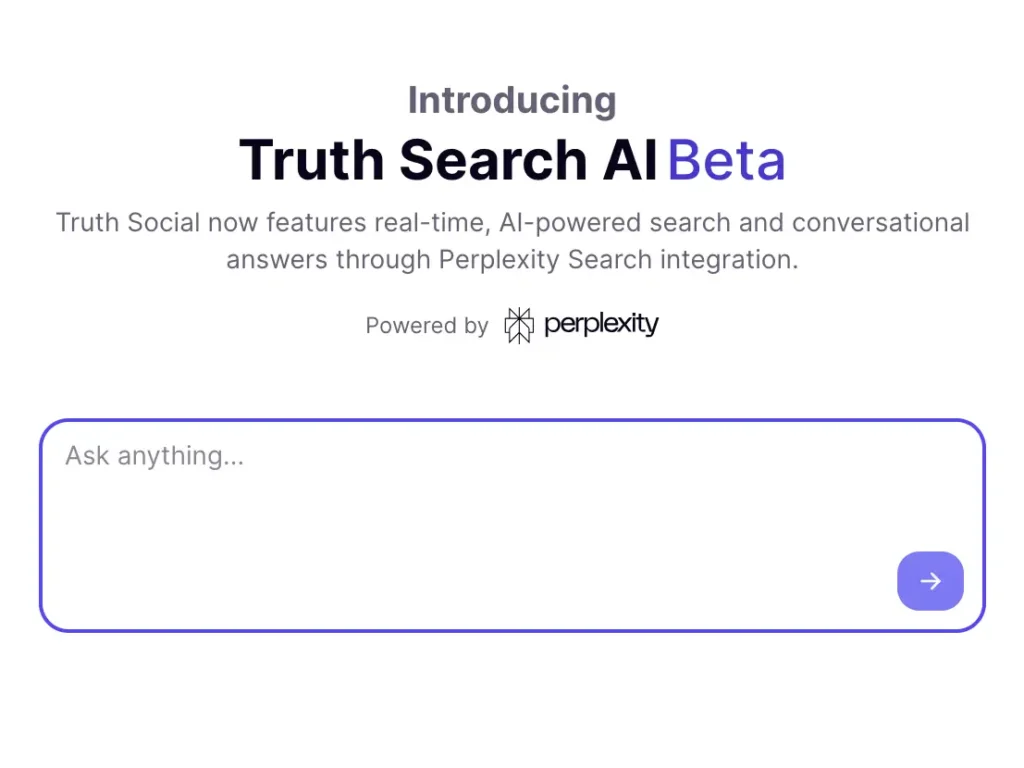 Trump Media Launches Truth Search AI Tool Powered by Perplexity 2 Truth Search AI
